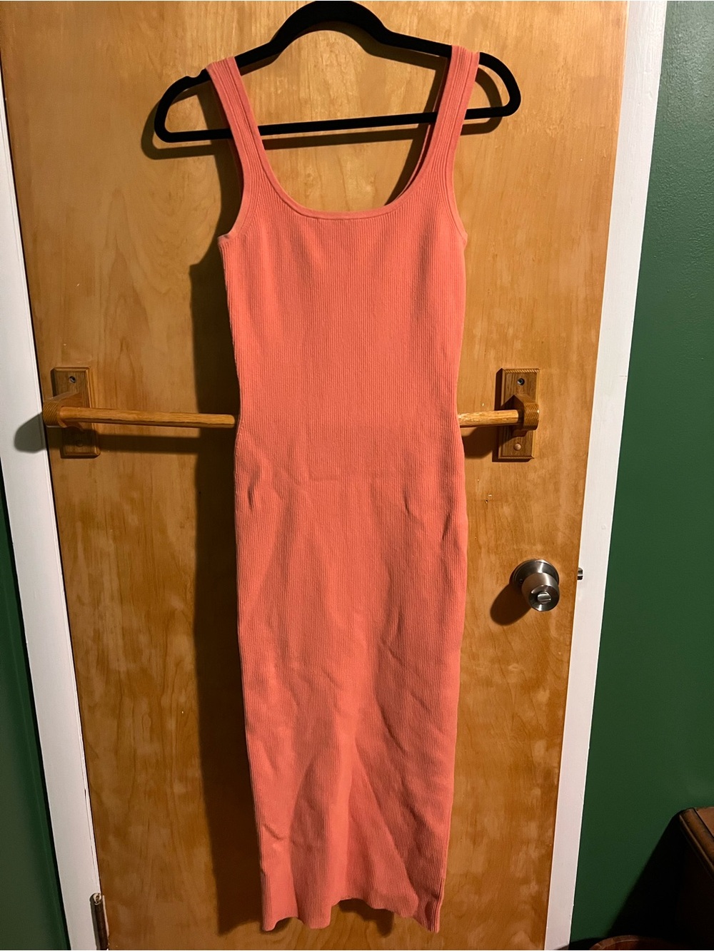 INTERMIX Coral-Orange Sleeveless Knit Maxi Dress